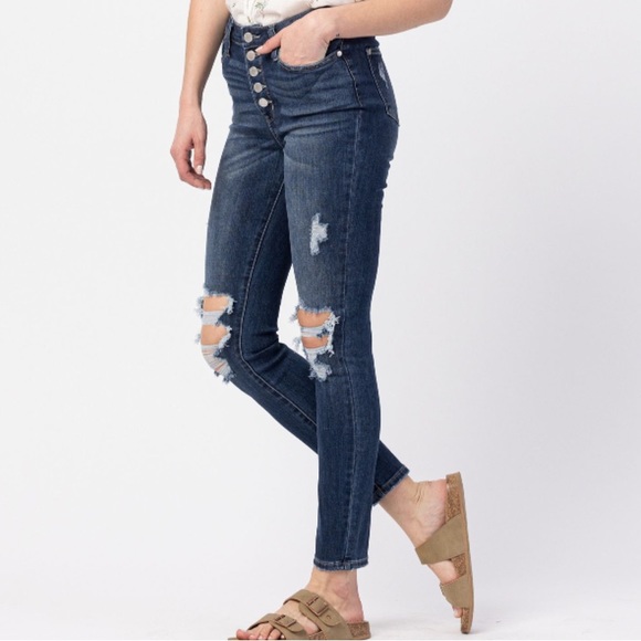 NWT Judy Blue 88477 hi rise button fly skinny Jean 28” size 24W - Picture 8 of 10